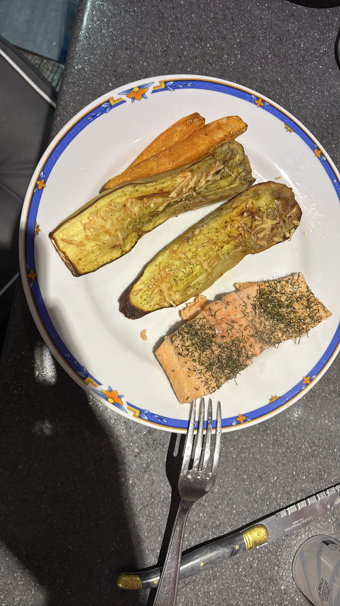 Saumon, courgette, patate douce