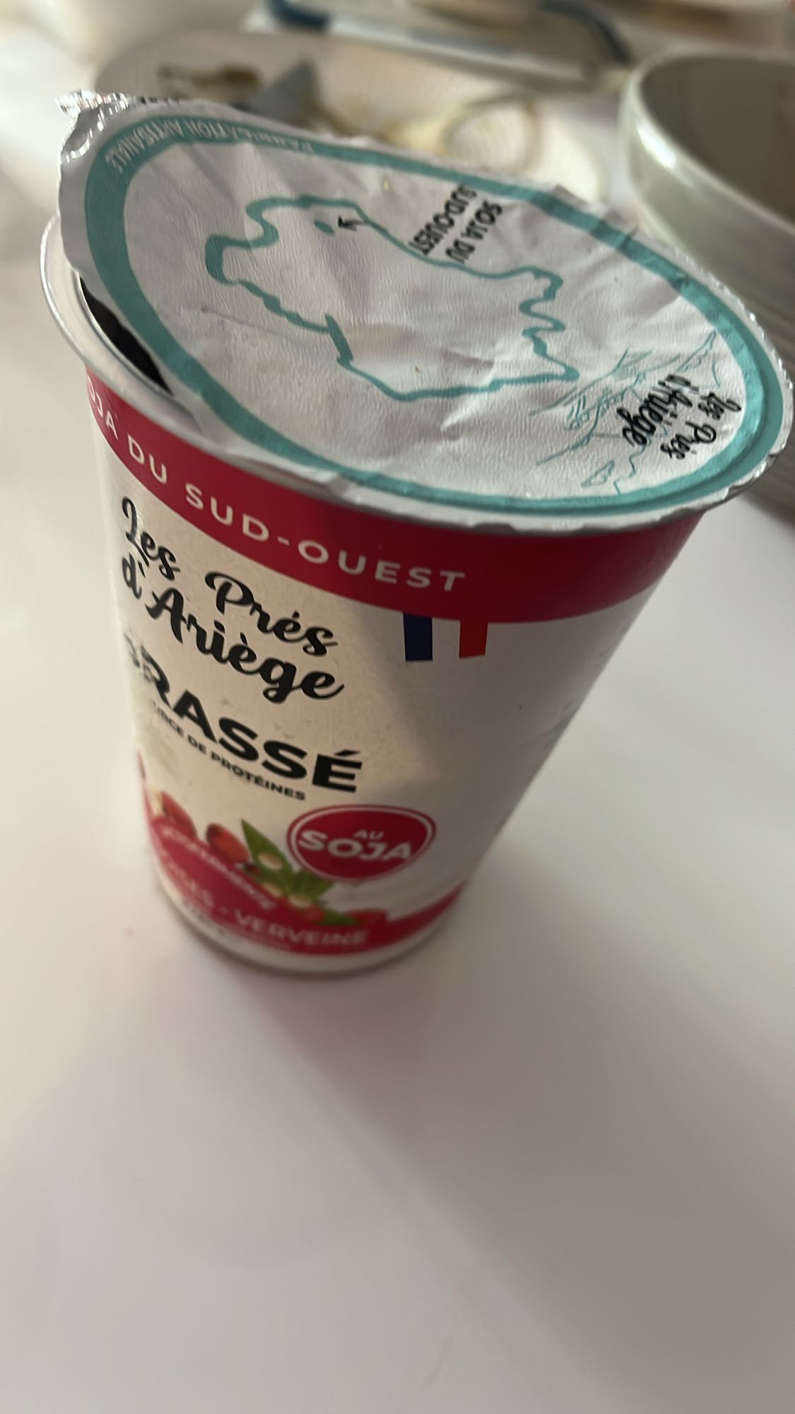 Yaourt soja fraise verveine