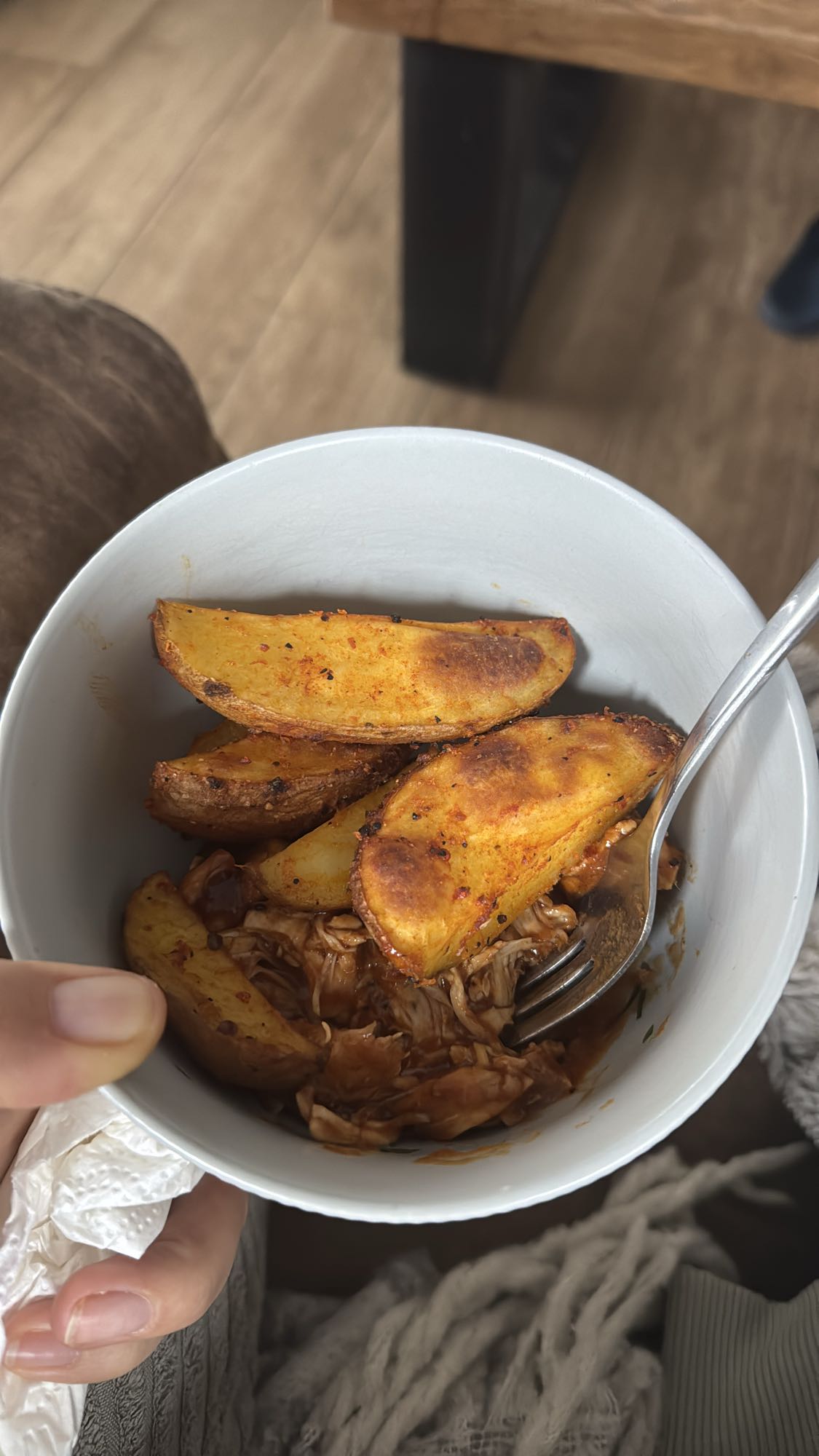 Pulled Chicken & Potato Wedges