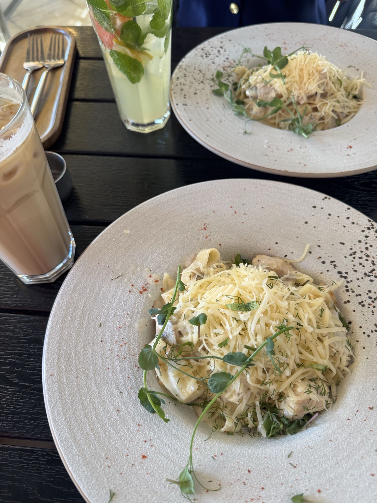 Паста с курицей и грибами