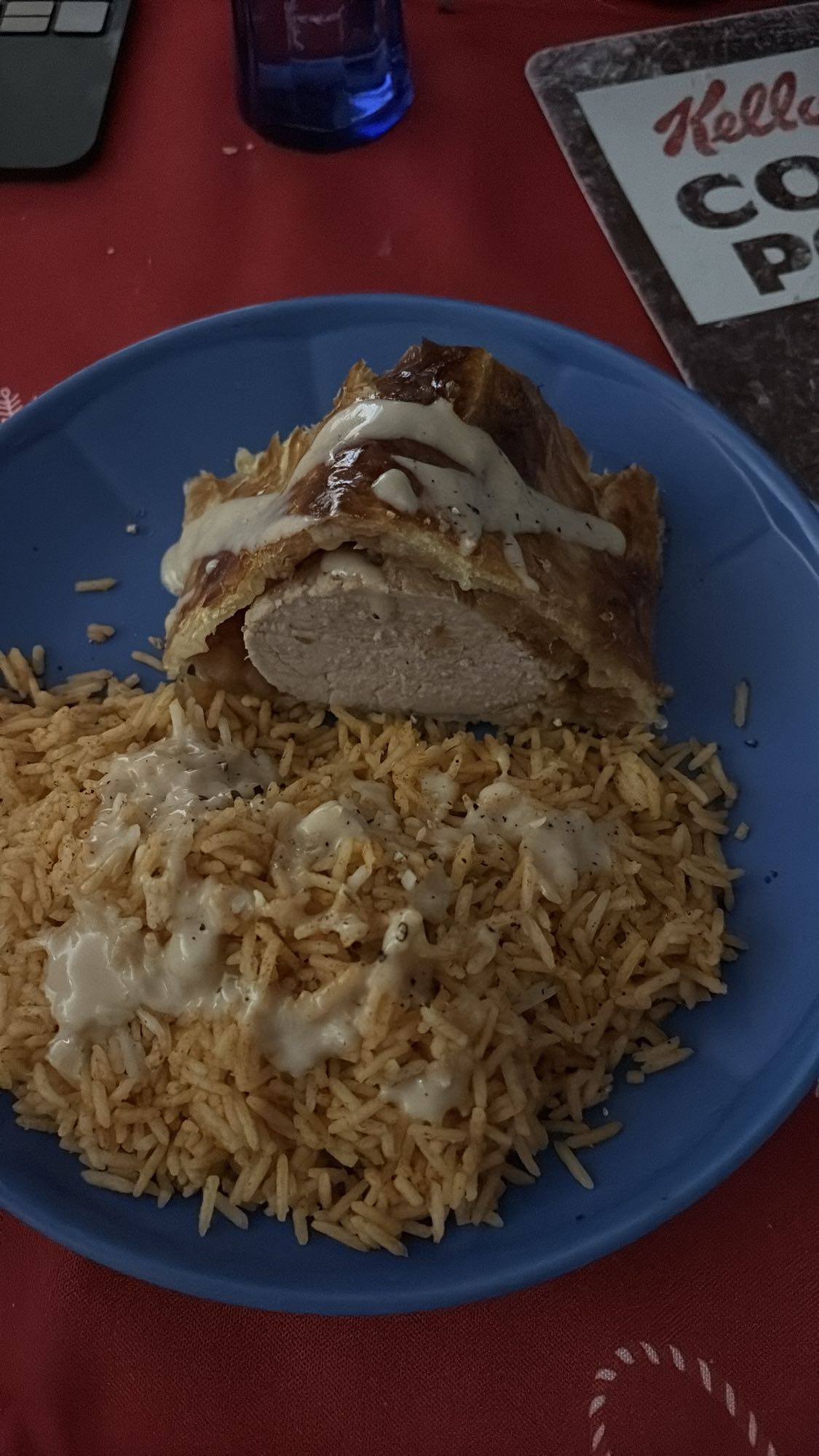 Poulet en croûte et riz