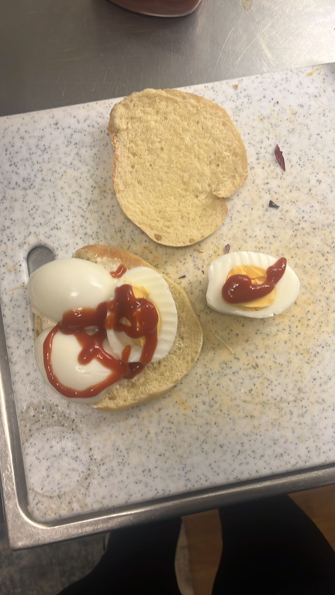 Egg sandwich with ketchup