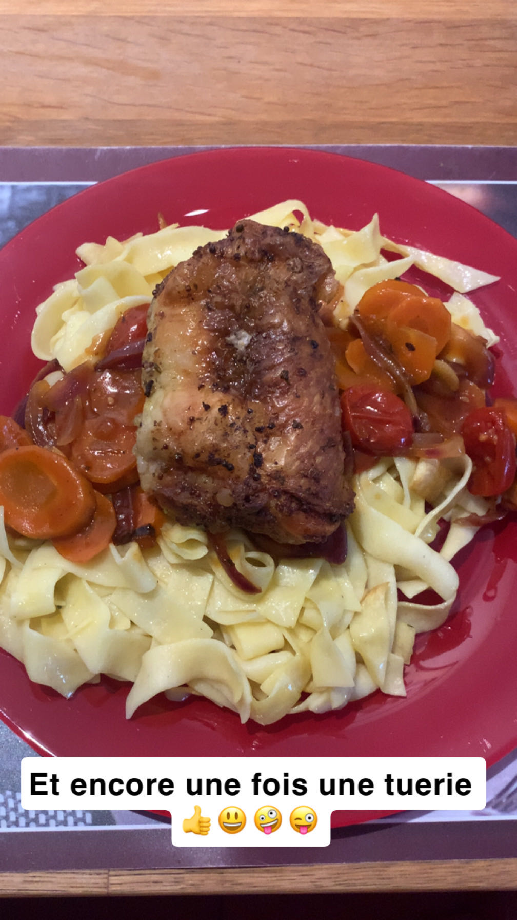 Poulet rôti et tagliatelles