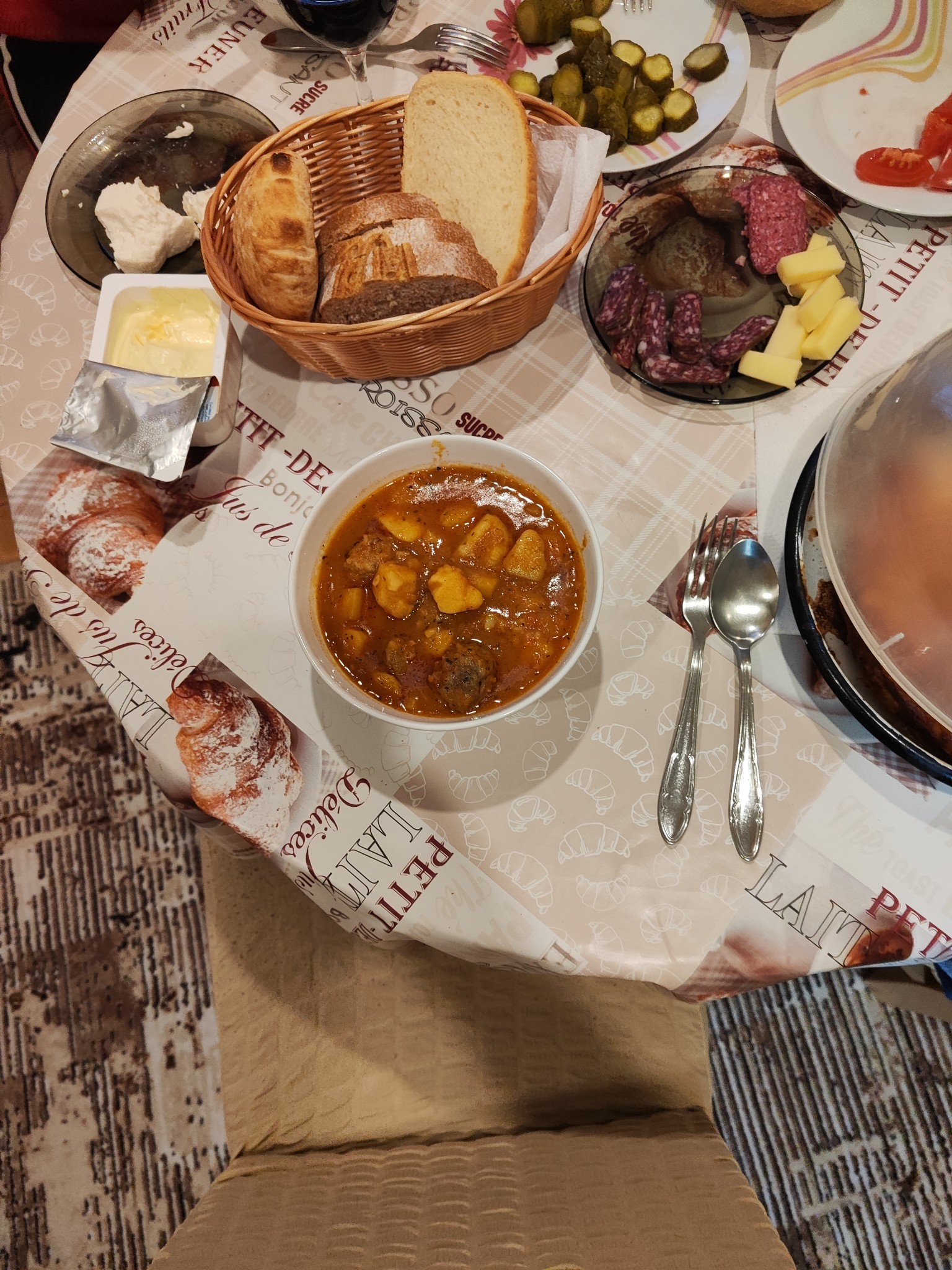 Rustic stew and sides