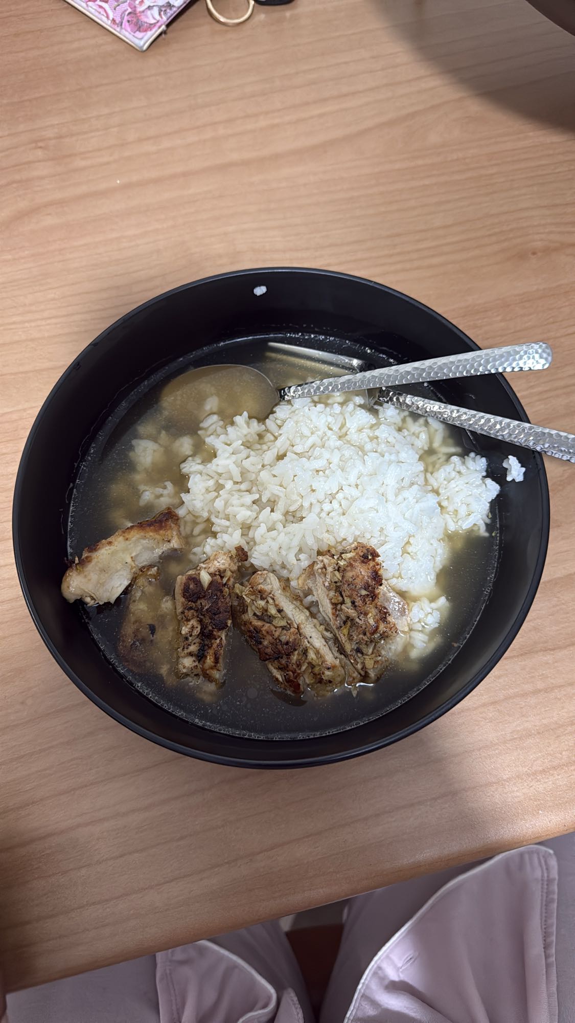 Chicken rice soup bowl