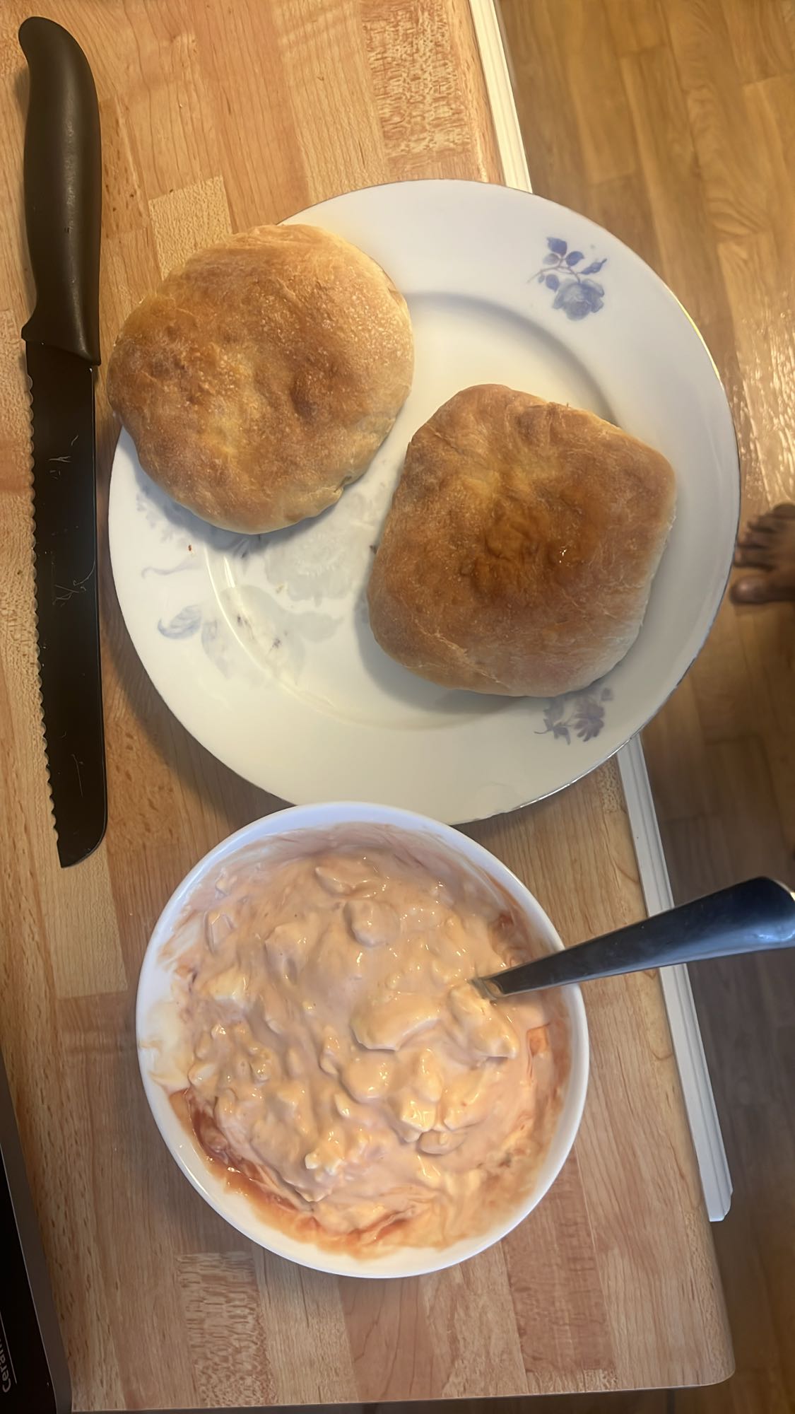 Bread with creamy salad