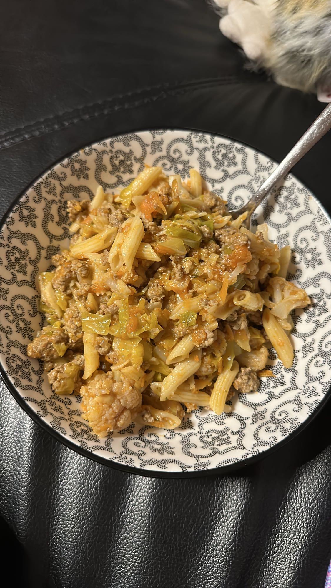 Pasta met gehakt en groenten