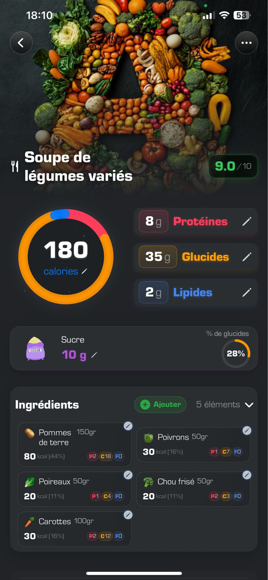 Soupe de légumes variés