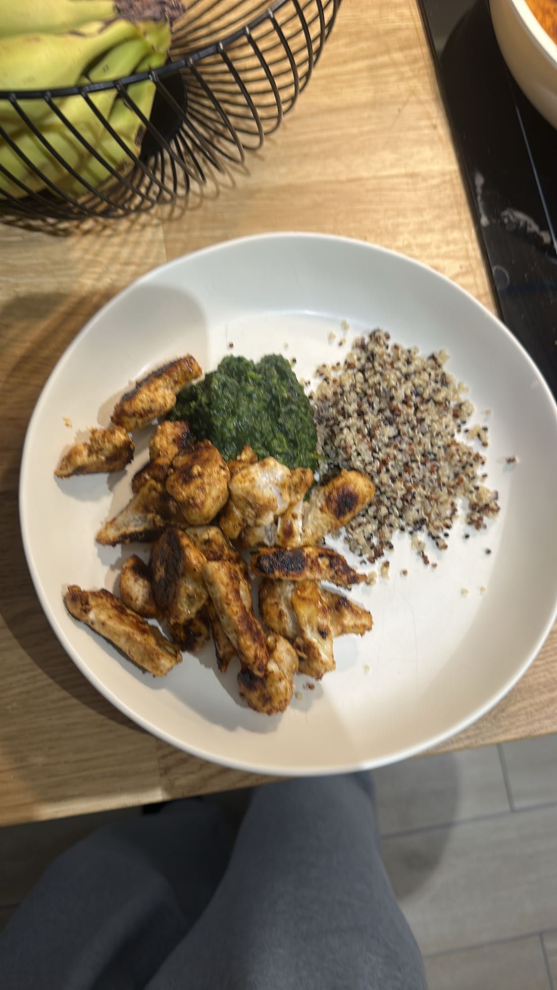 Poulet, quinoa et épinards