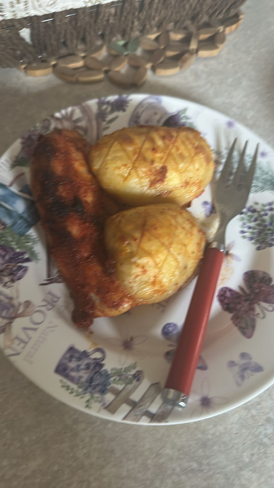 Grilled chicken and potatoes