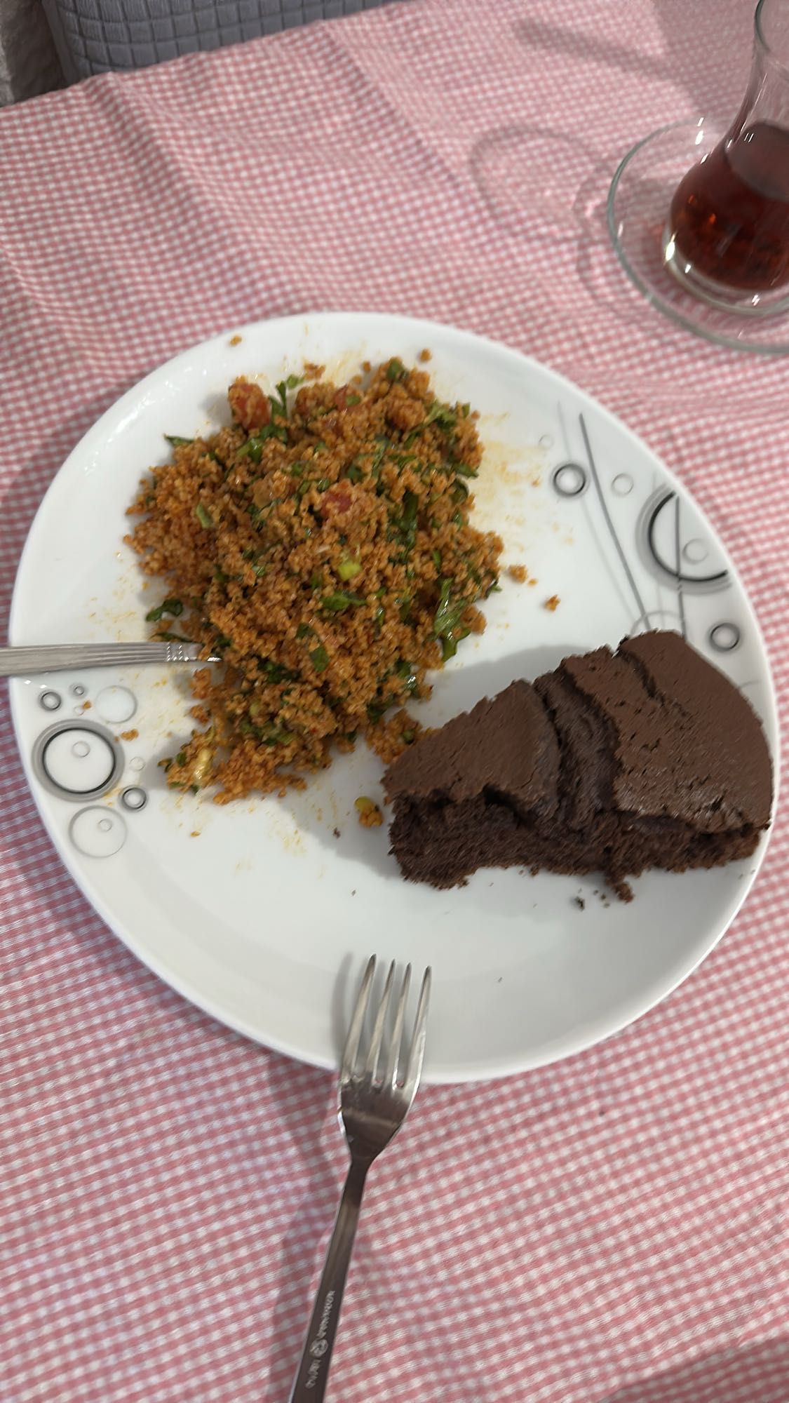 Кус-кус с овощами и шоколадный торт