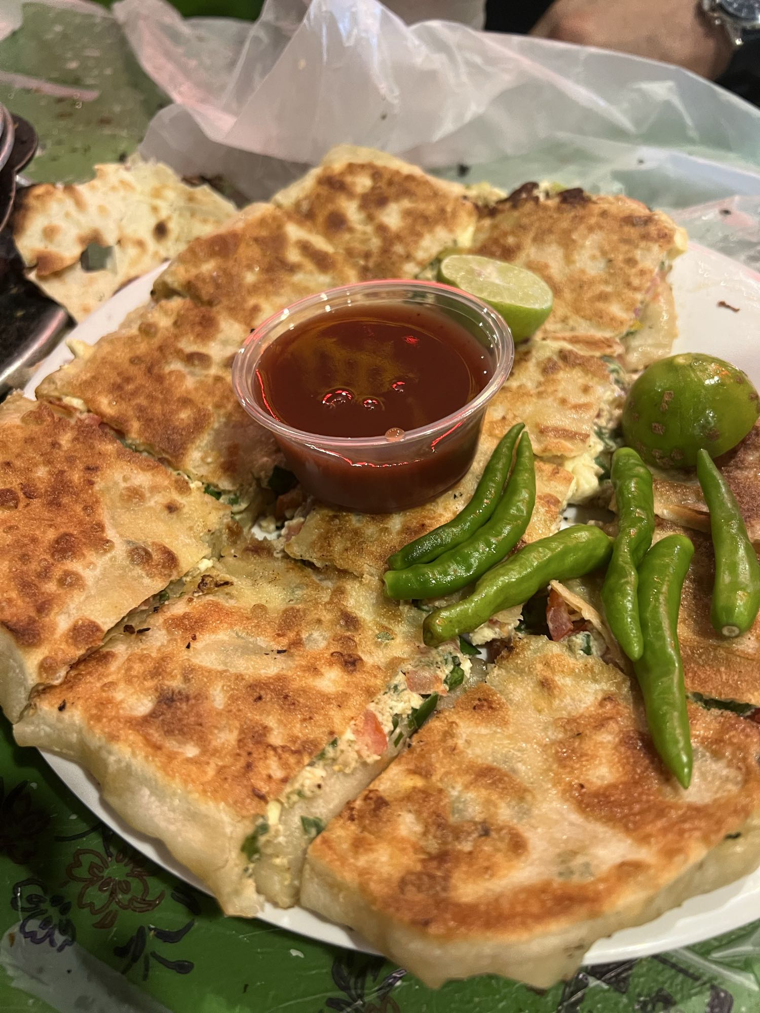 Stuffed Paratha with Sauce
