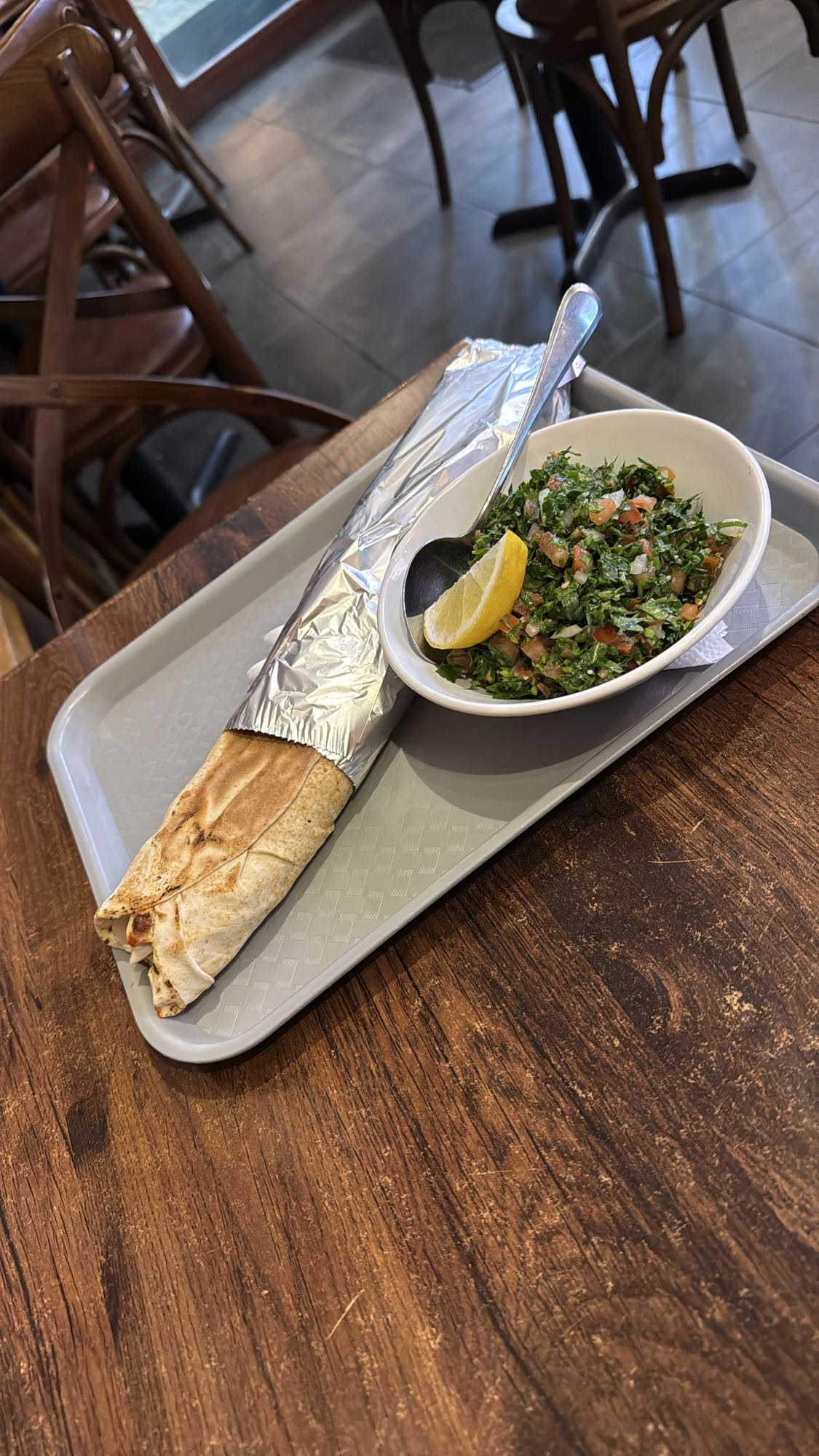 Chicken wrap with tabbouleh