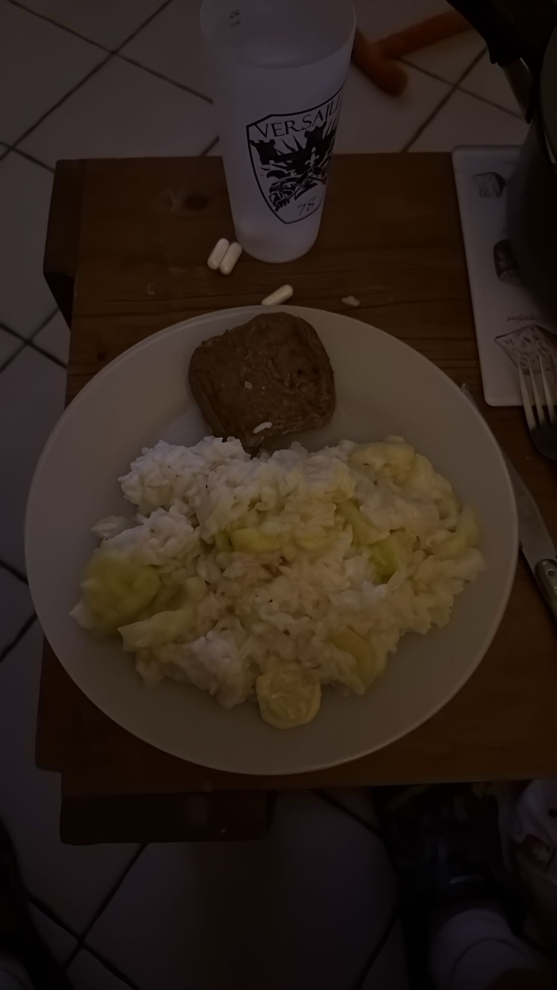 Riz, courgettes, steak