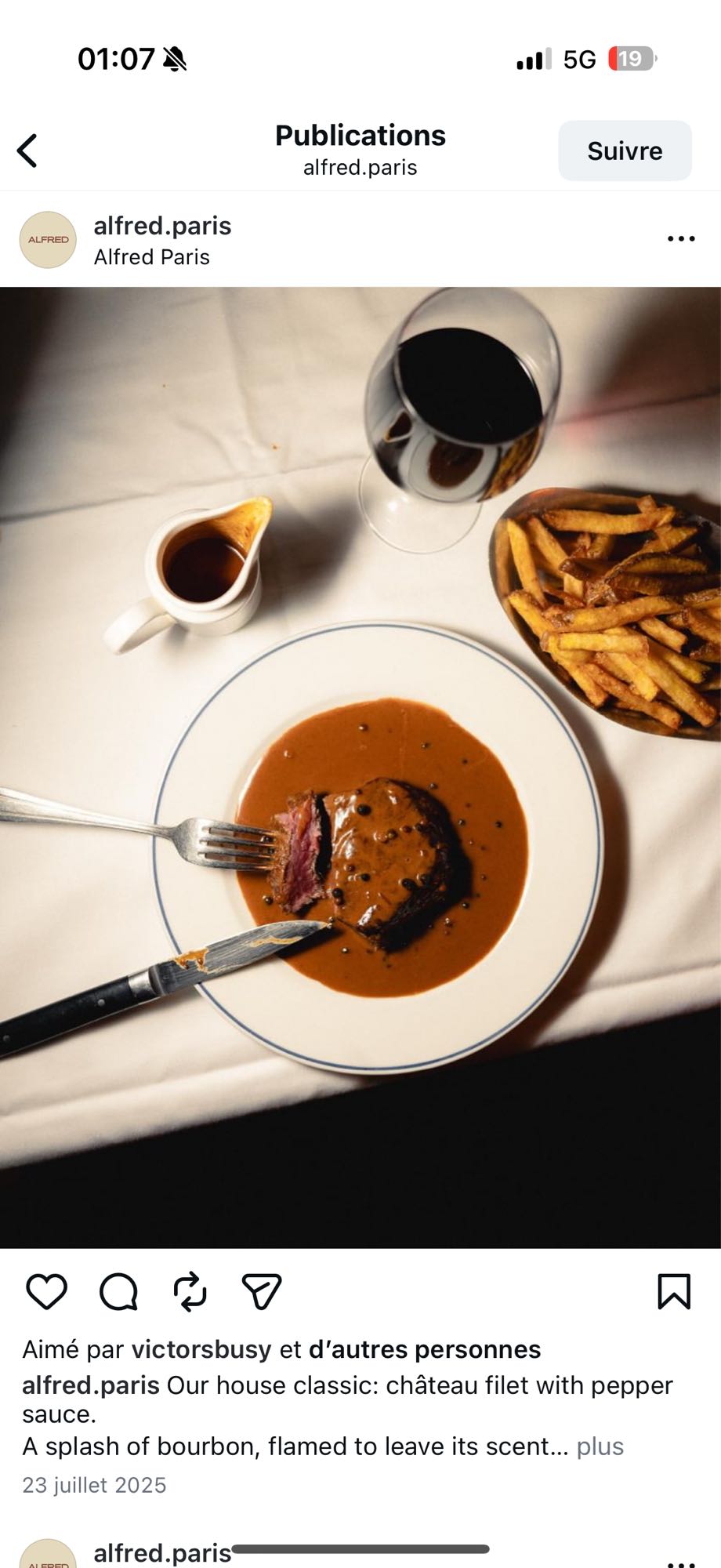 Filet au poivre frites