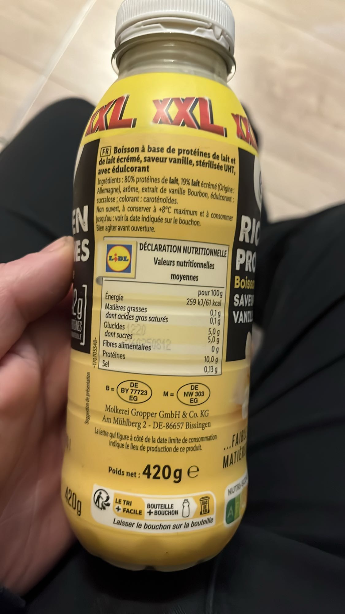 Boisson protéinée vanille