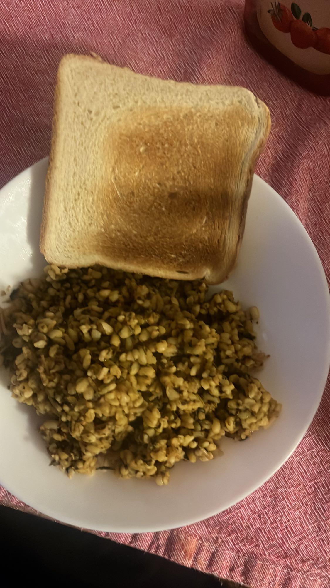 Toast and mung bean scramble