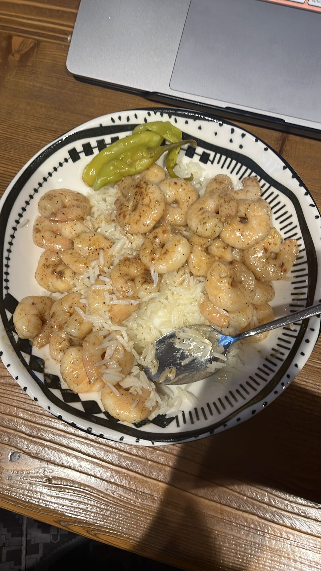 Shrimp and rice plate