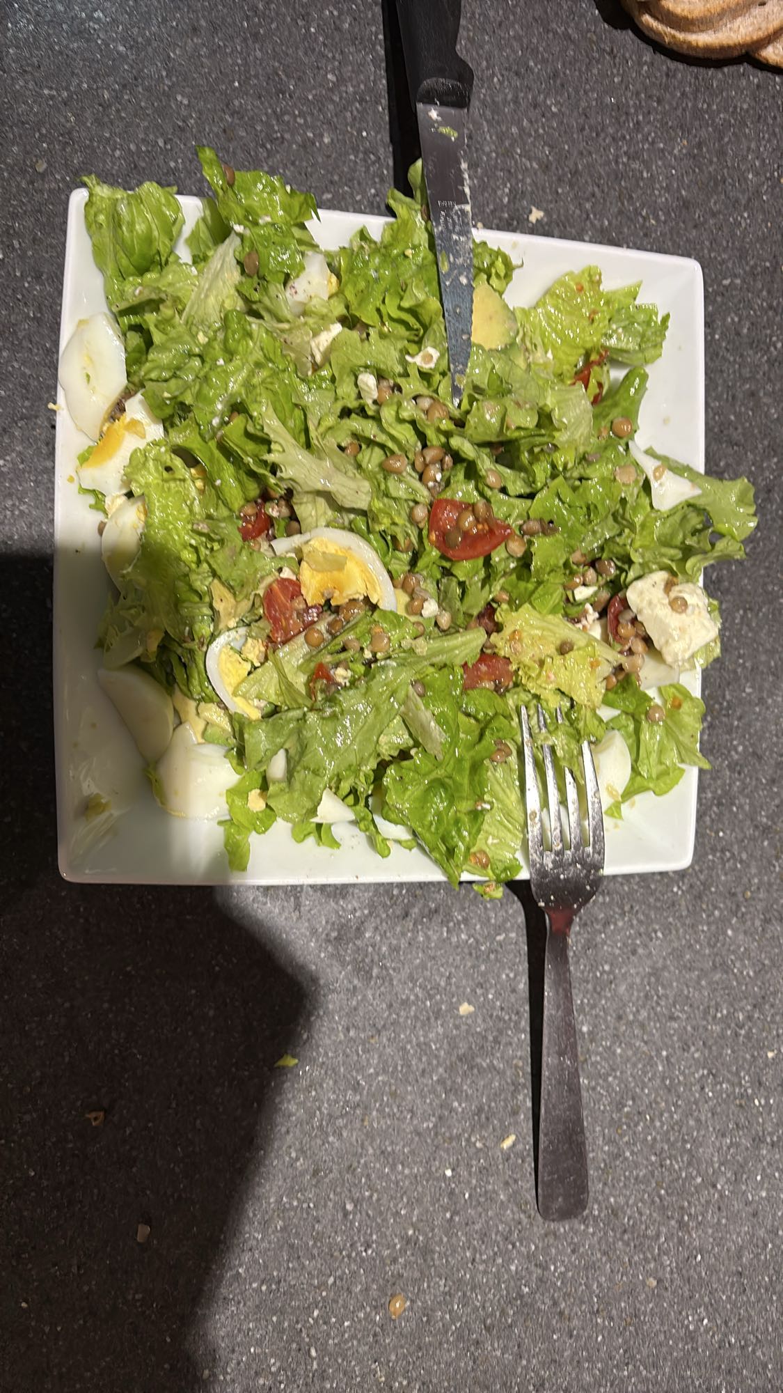 Salade verte œuf lentilles