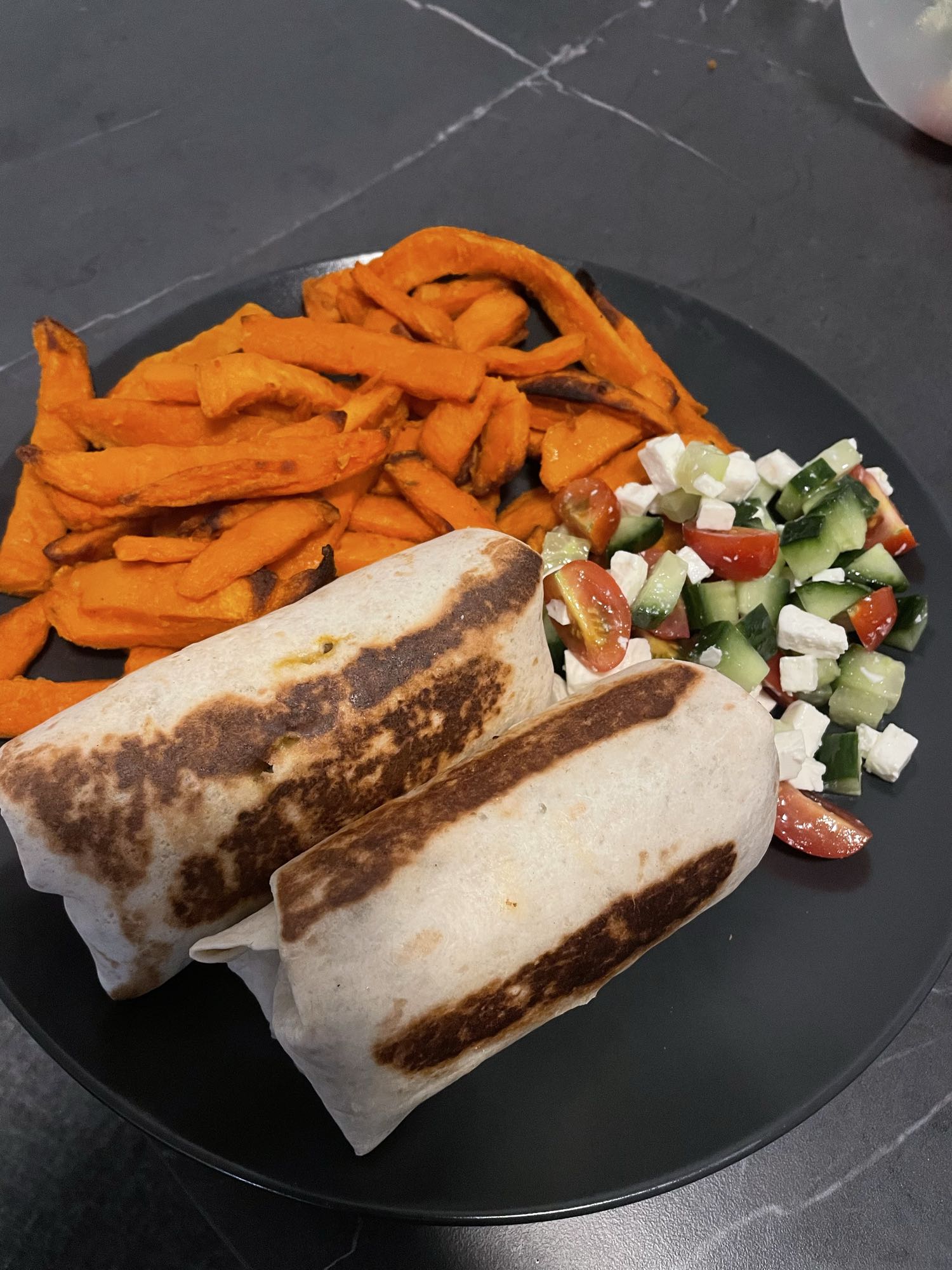 Wraps with fries and salad
