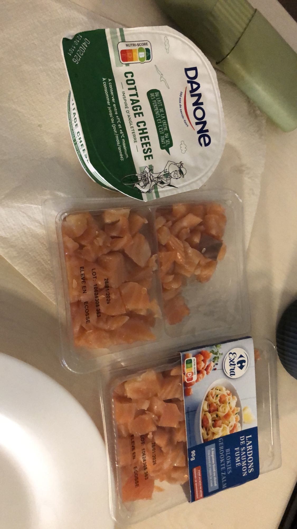 Fromage cottage et saumon