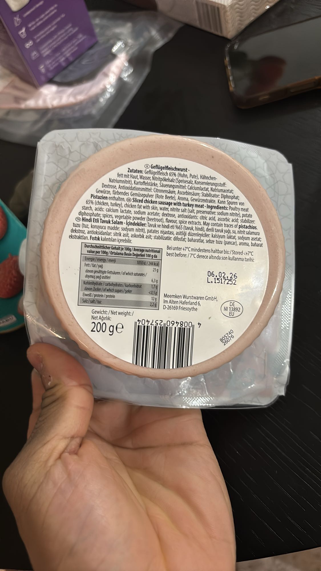 Saucisse volaille tranchée