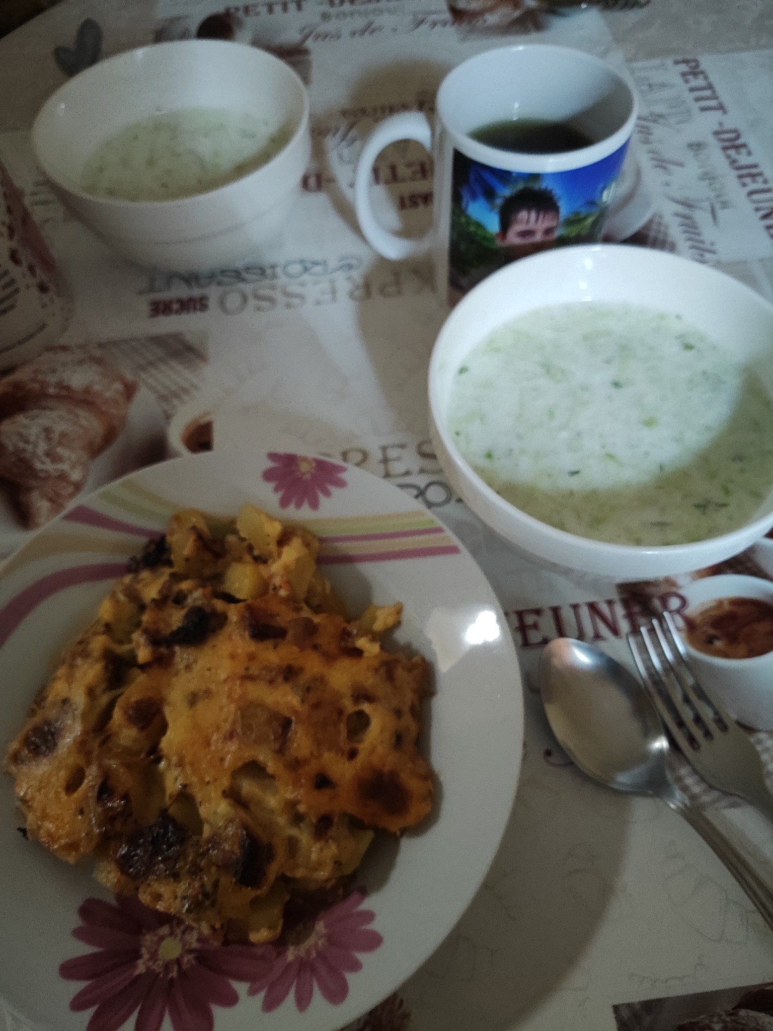 Baked pasta with soup