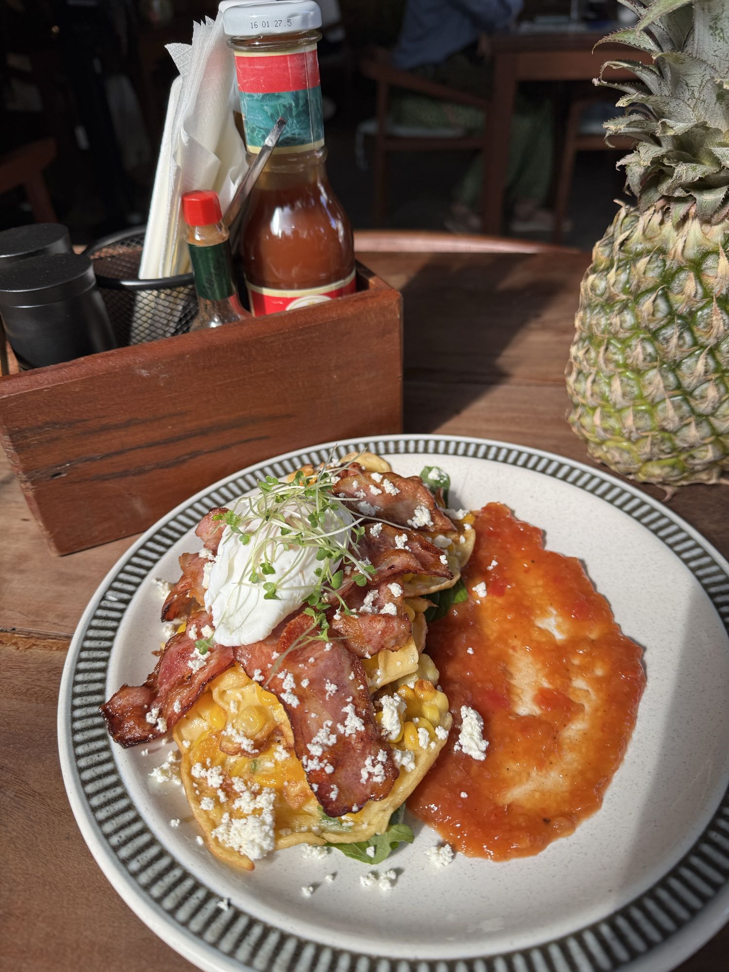 Bacon Corn Waffle Stack