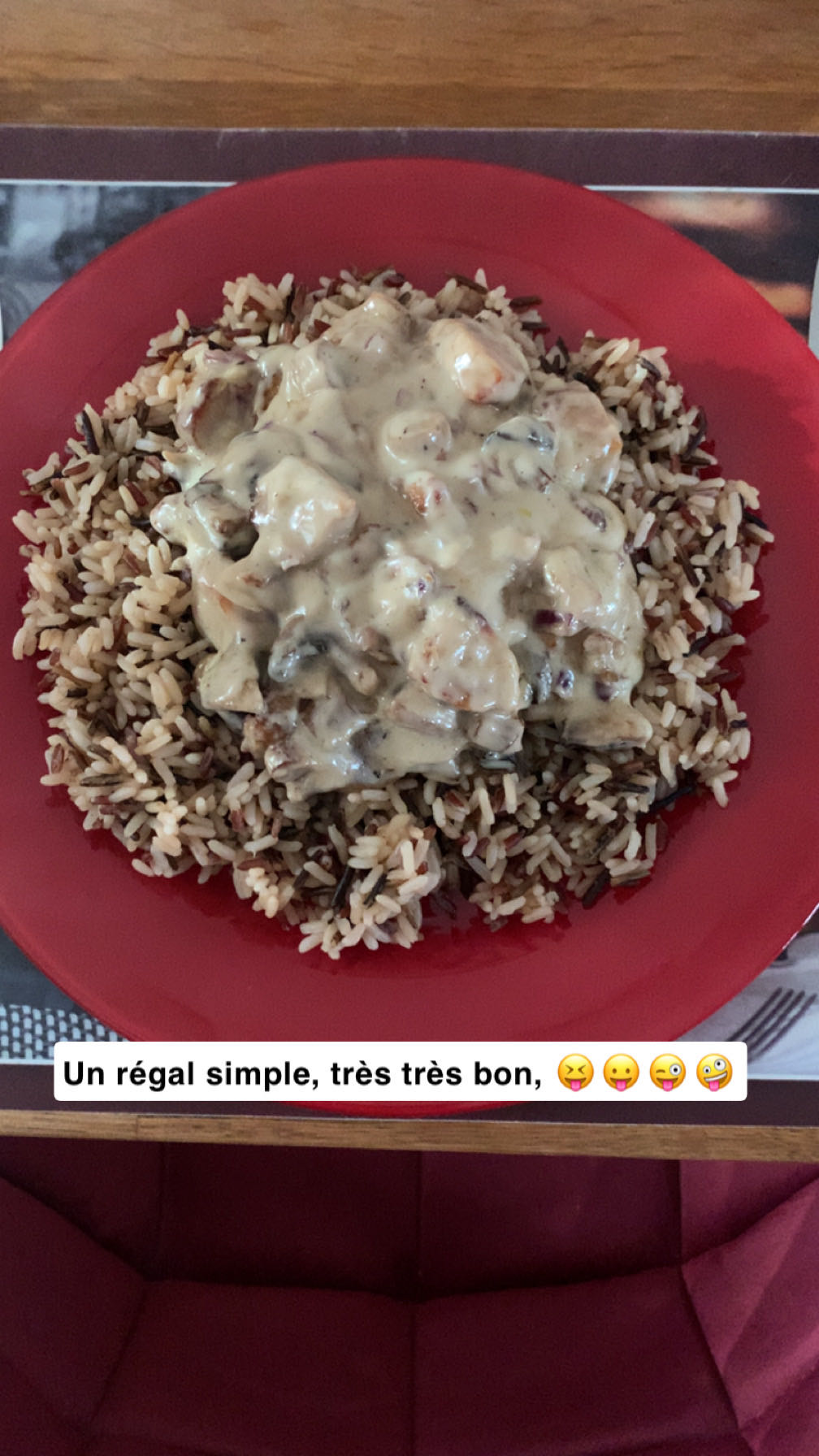 Riz sauce crémeuse poulet