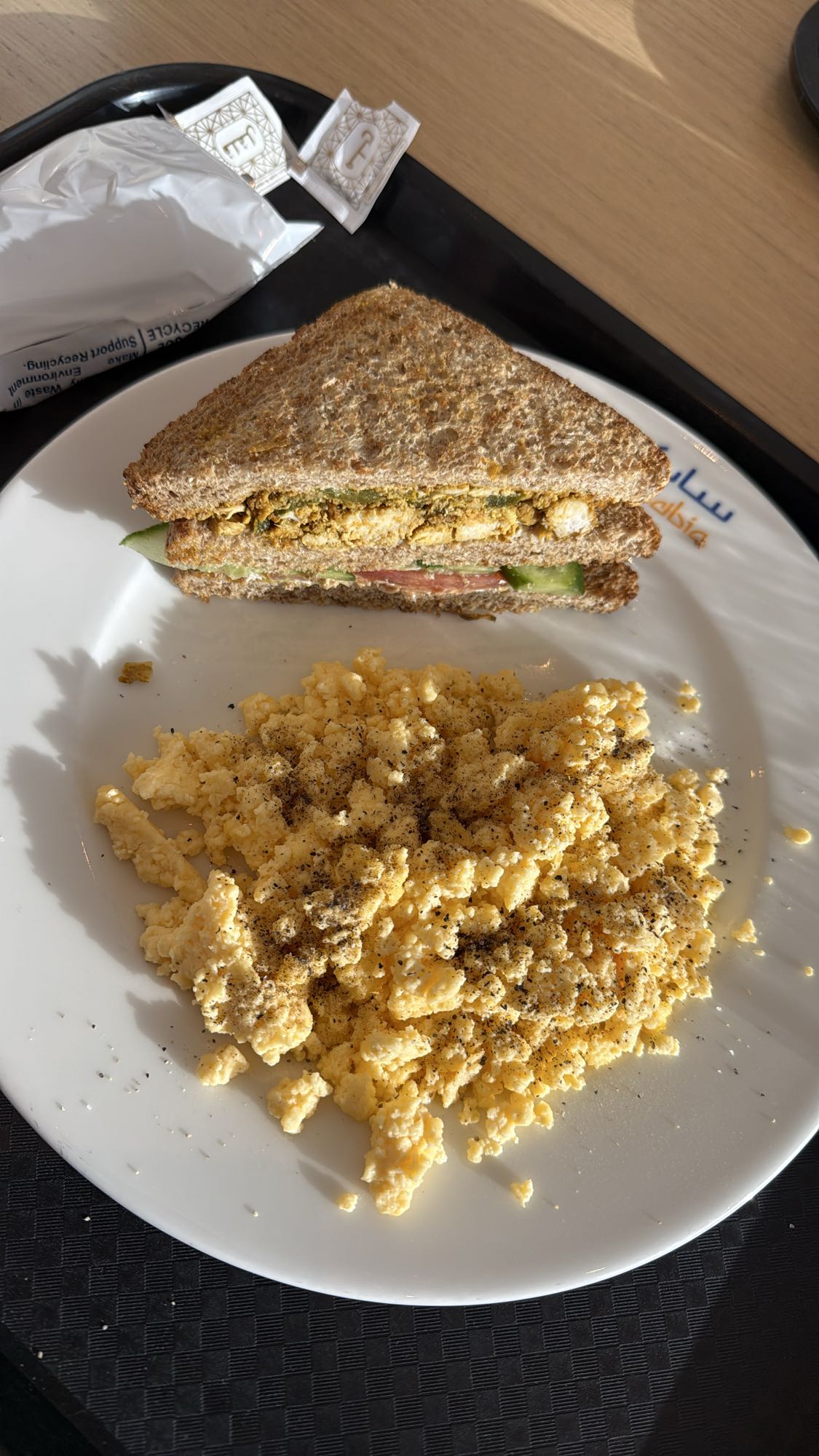 Egg sandwich with scrambled eggs