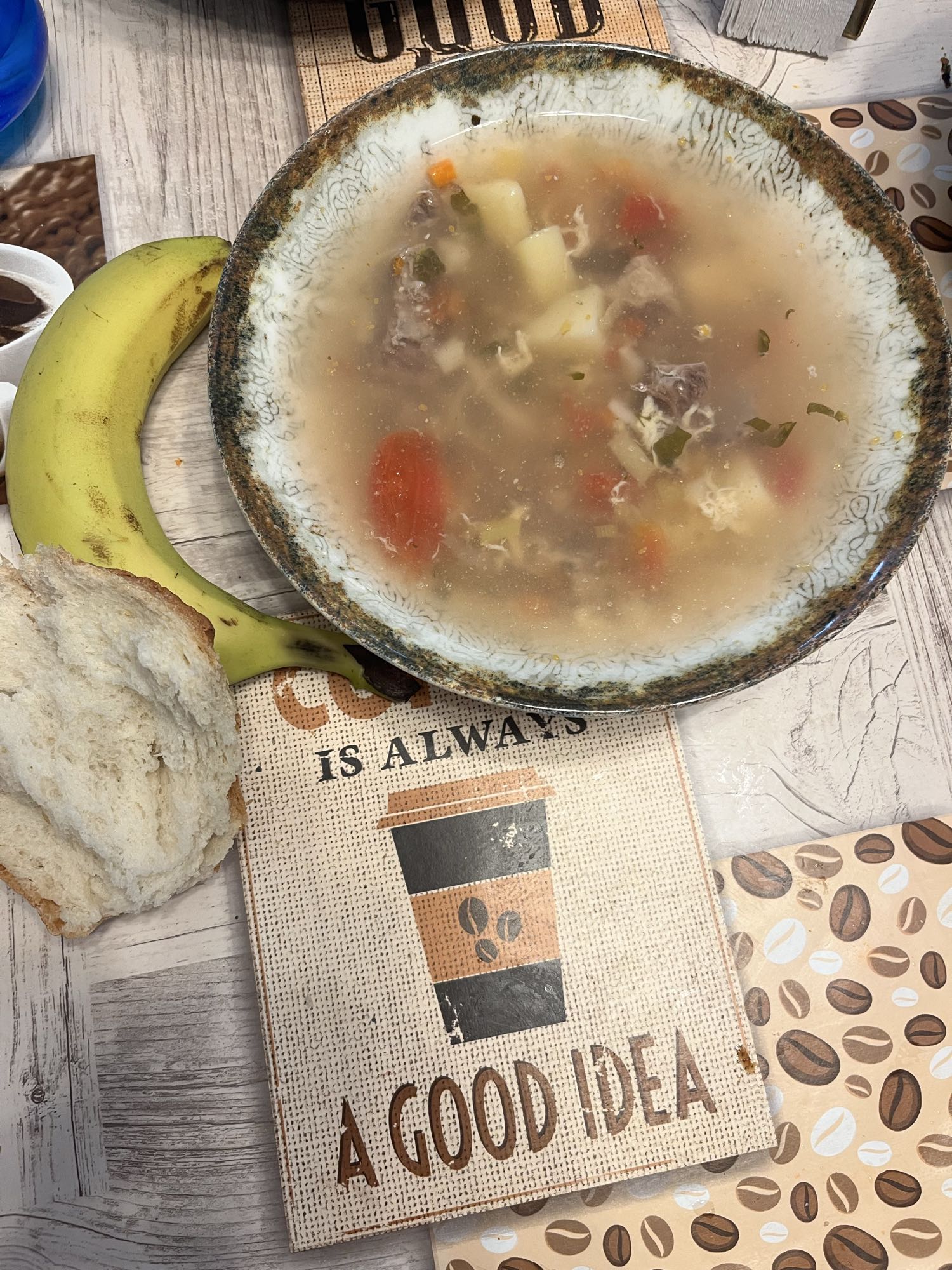 Vegetable Beef Soup with Bread