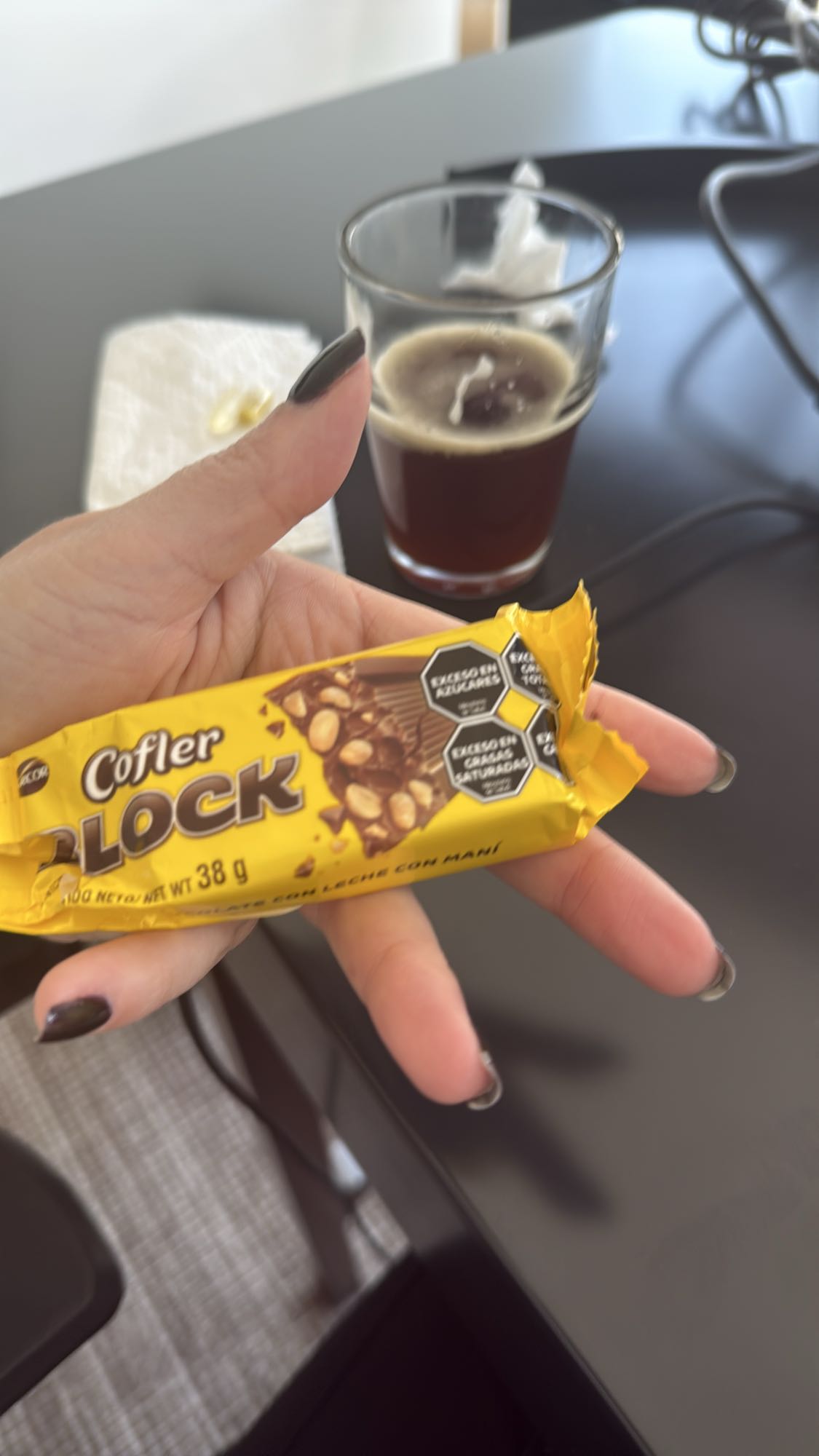 Chocolate bar and coffee