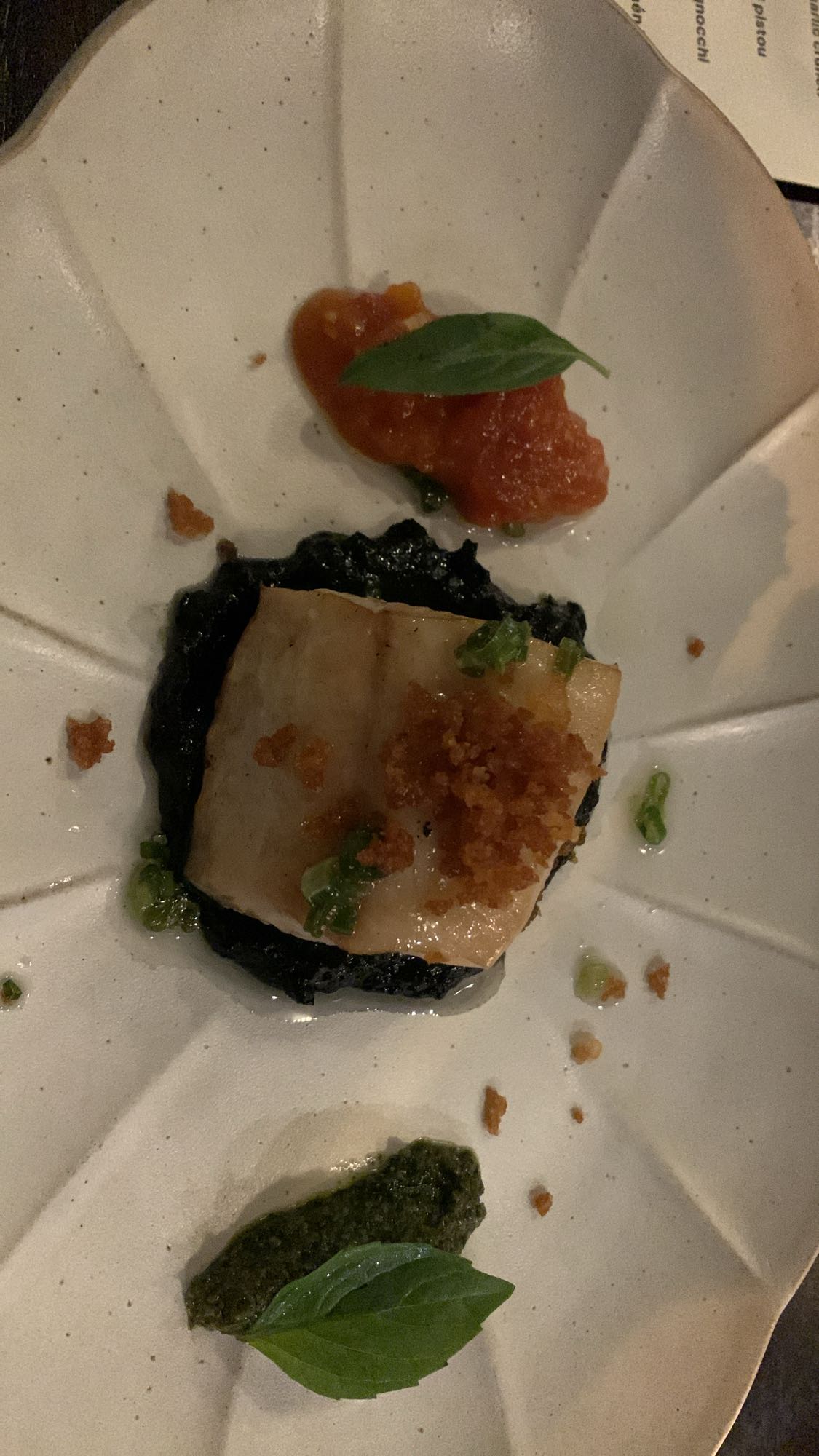 Fish with sauces and herbs