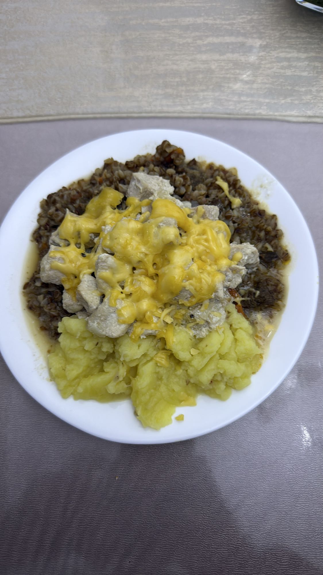 гречка с мясом и пюре