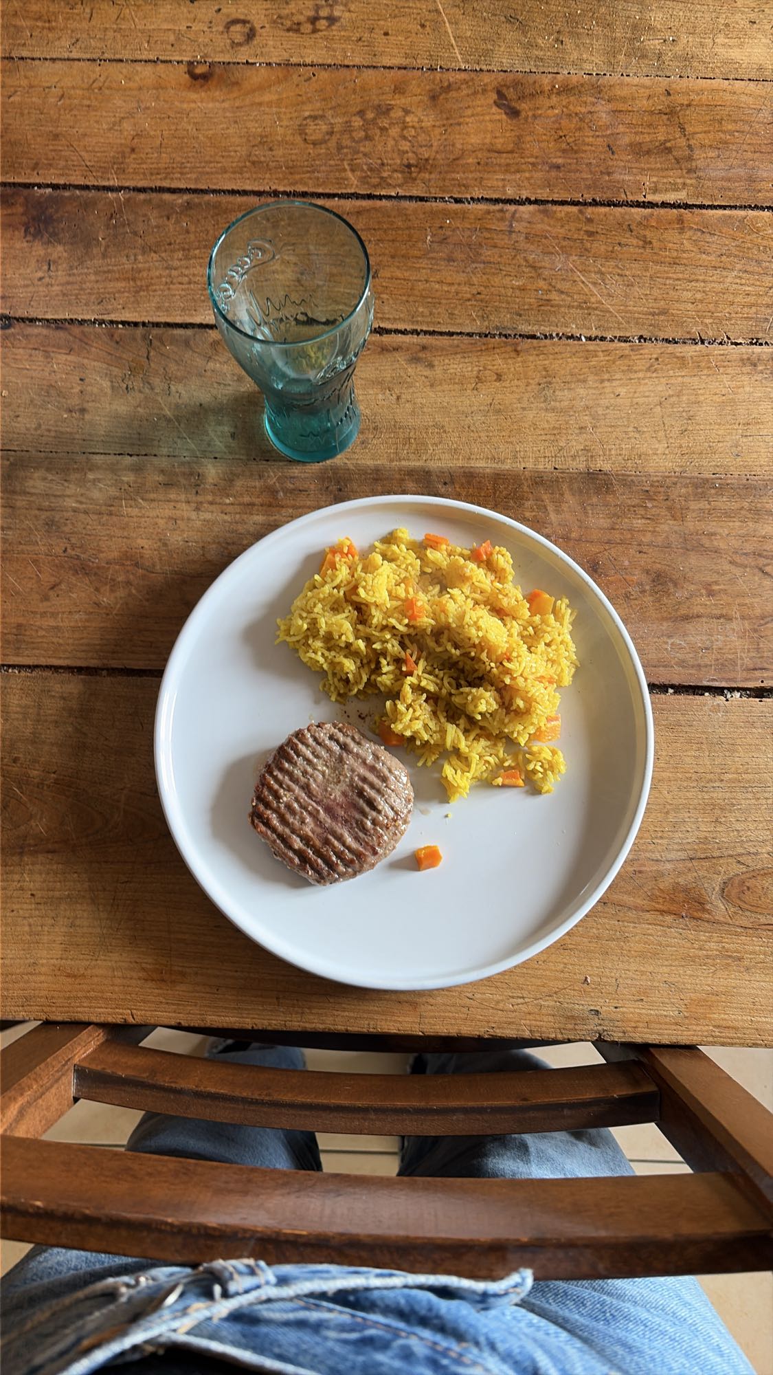 Riz au curry et steak