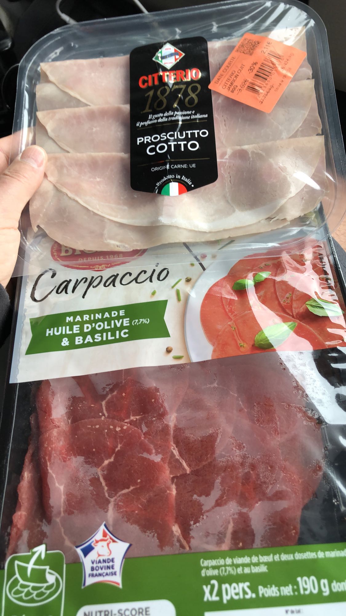 Carpaccio et jambon