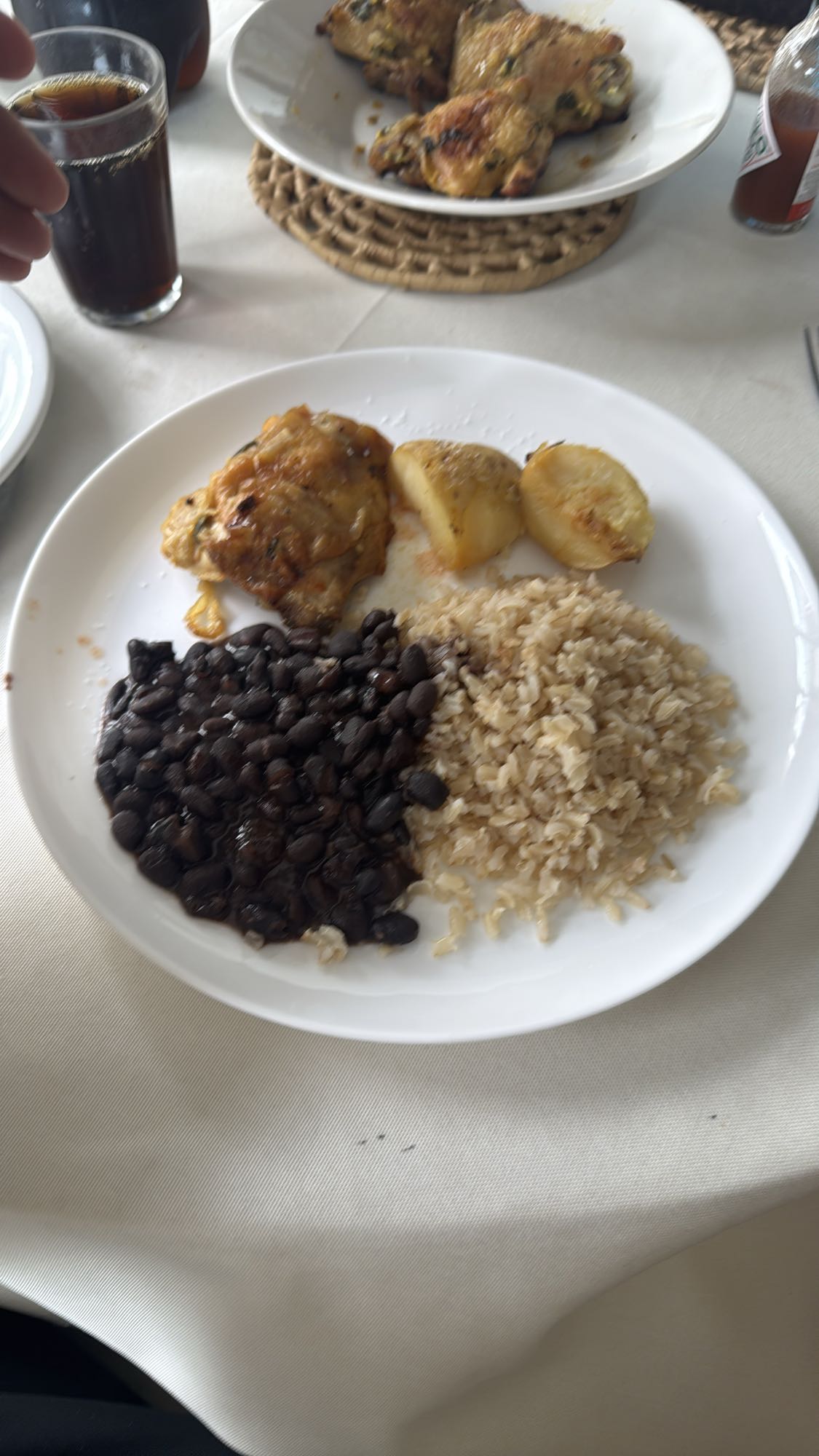 Frango, arroz, feijão e batata