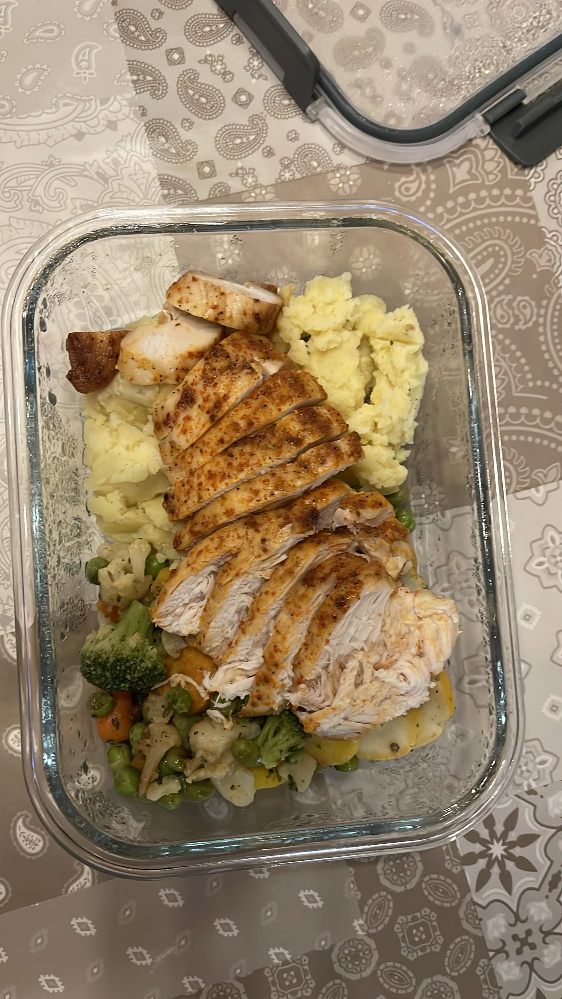 Poulet, purée et légumes