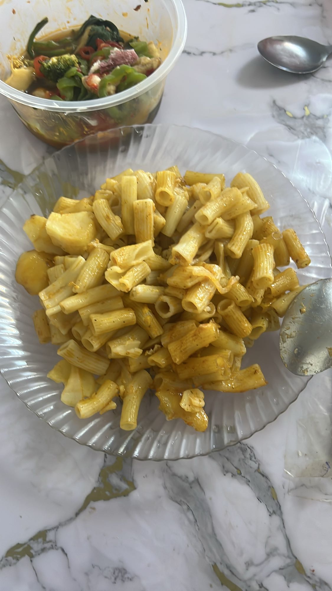 макароны с овощами