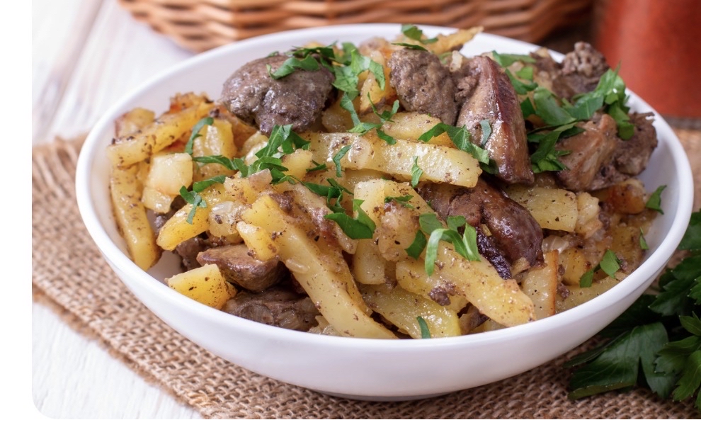Жареная печень с картофелем