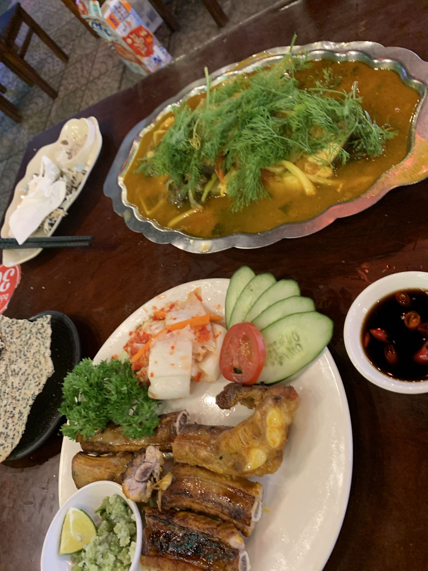 Grilled Chicken & Fish Soup