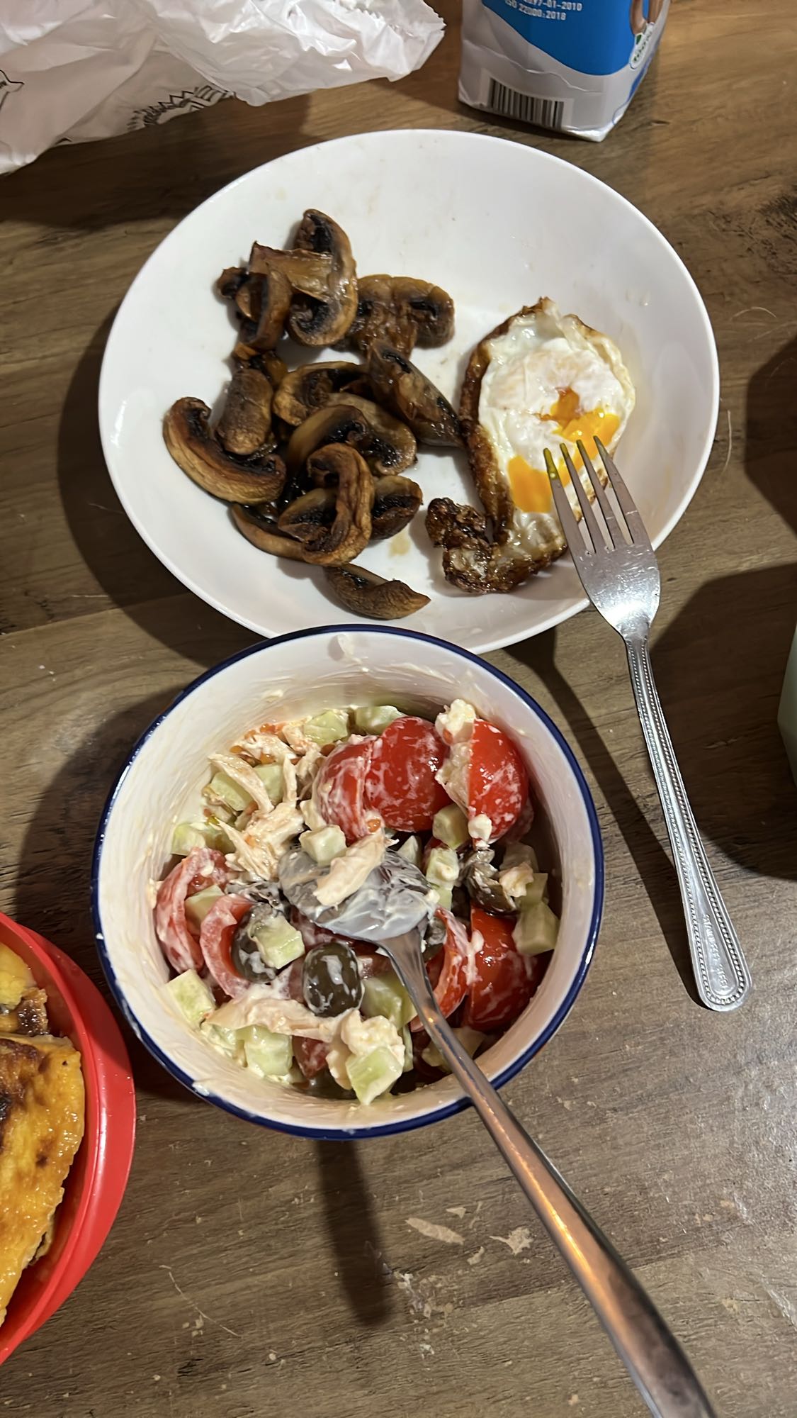 Egg, mushroom, salad bowl