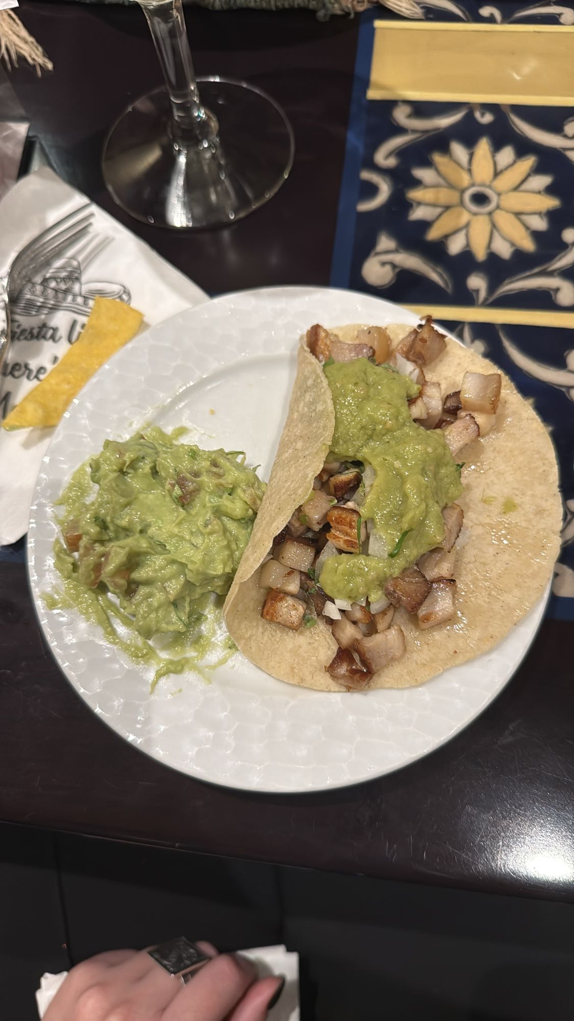 Pork taco with guacamole