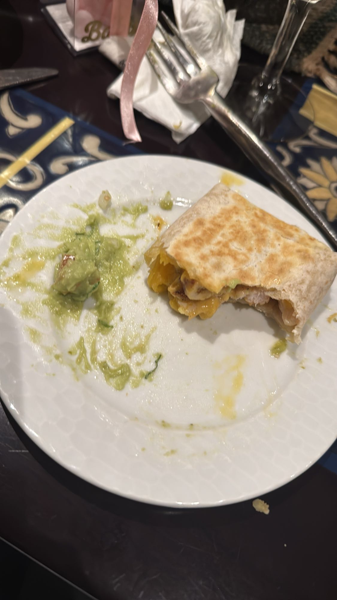 Chicken quesadilla with guacamole