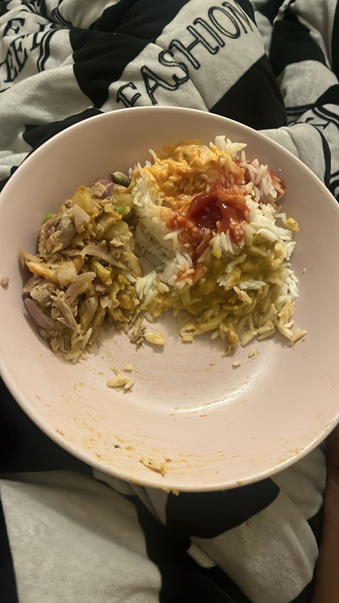 Rice with chicken and sauces