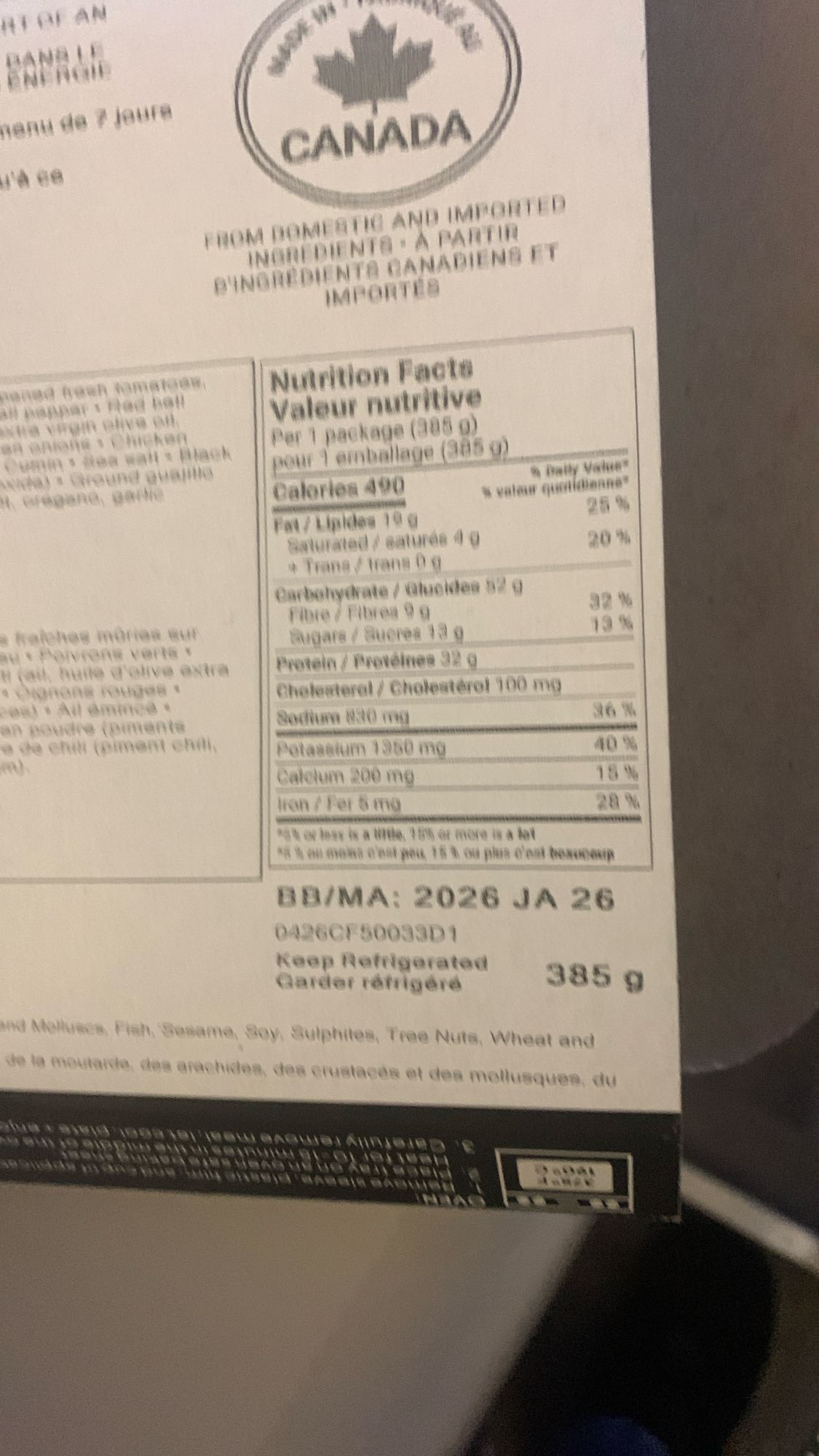 repas préparé canadien