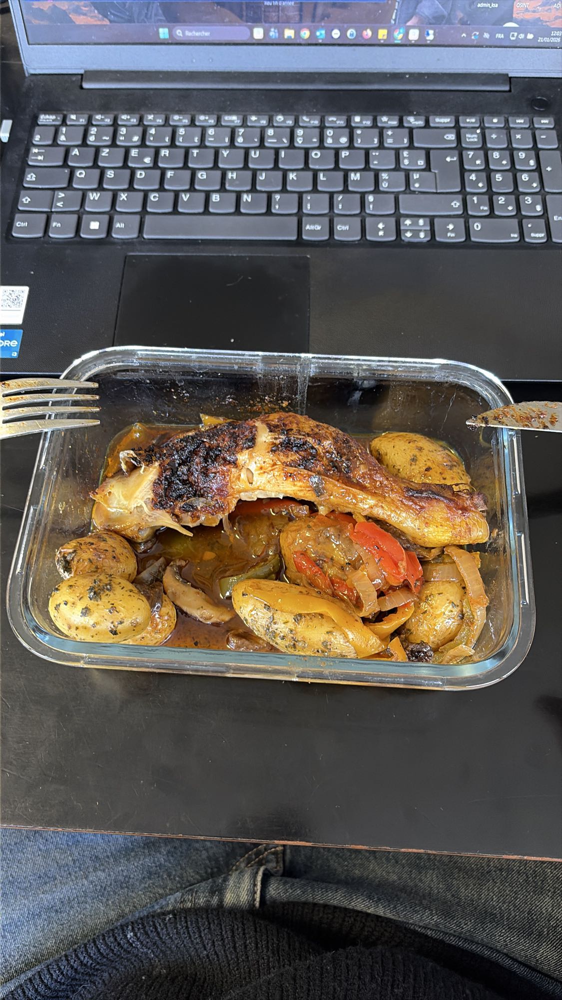 Poulet rôti et légumes