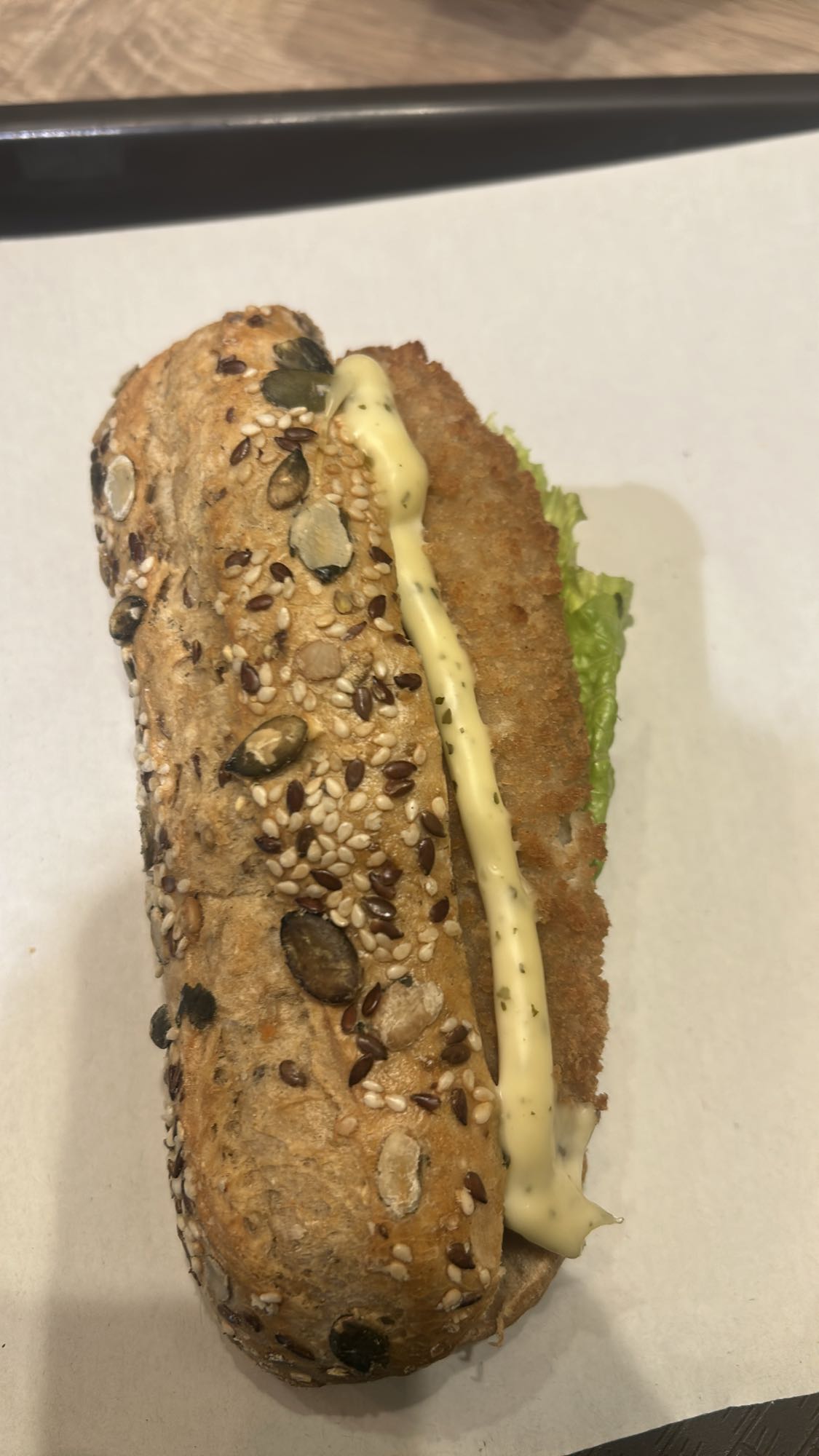 Krokant broodje met kip