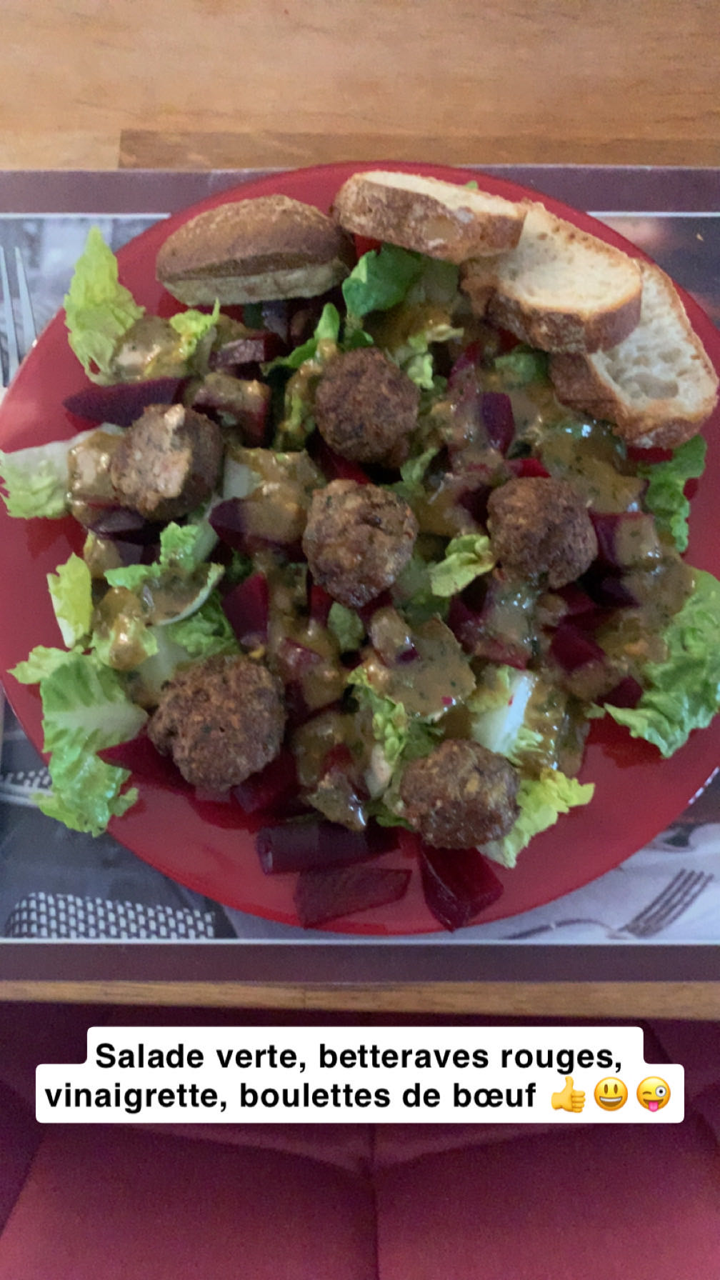 Salade boulettes et betteraves