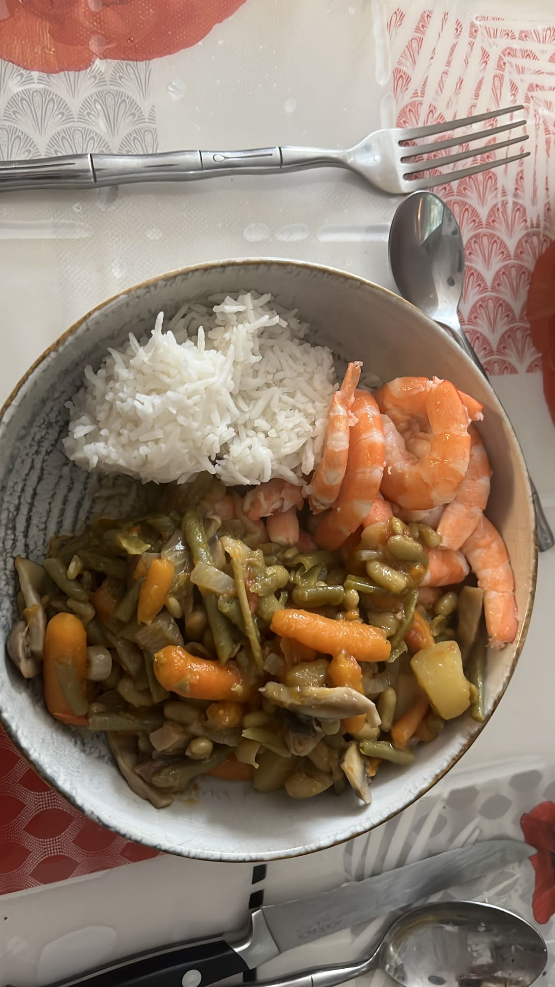 Crevettes et légumes